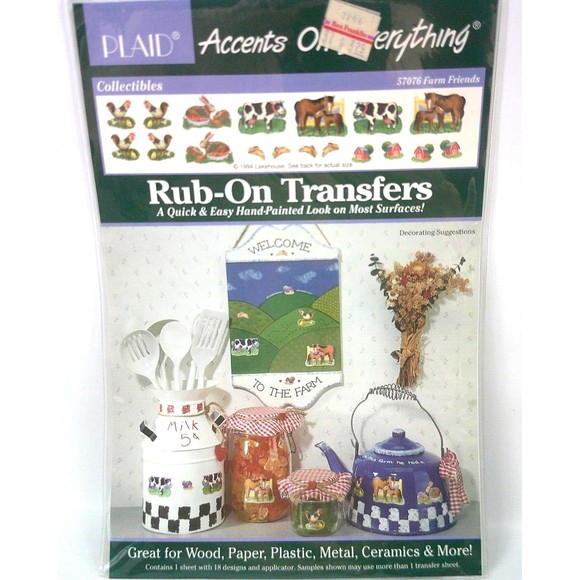 Plaid Rub on Transfers Collectibles 57076 Farm Friends Vintage 1994 Crafts New - Picture 1 of 3